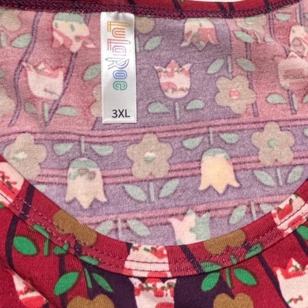 LuLaRoe Womens‎ Top Size 3XL Perfect T Red Floral Short Sleeve Tunic NWT USA